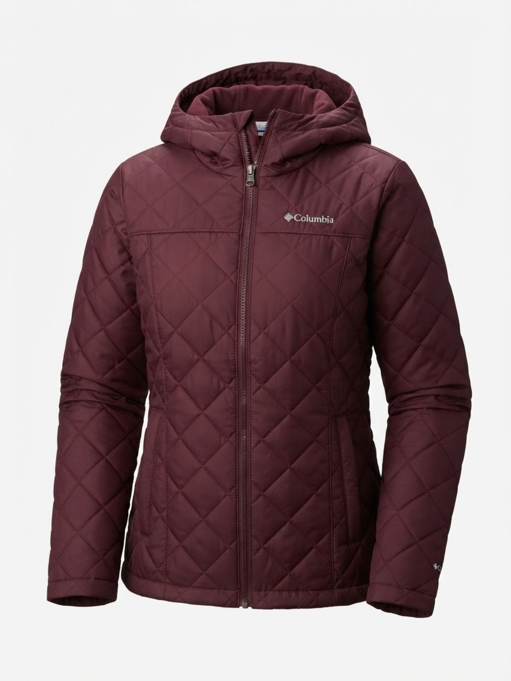 Columbia Women's Copper Crest Hooded Jacket Quilted Fleece Lined Maroon Puffer S